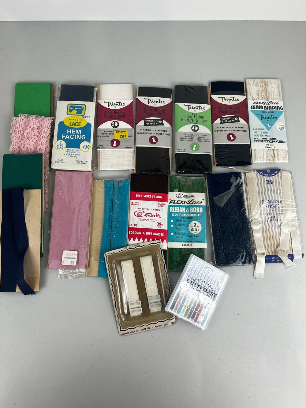 Vintage Sewing Notions 18pc Bundle - Trimtex Corticelli Lace Seam Binding Lot